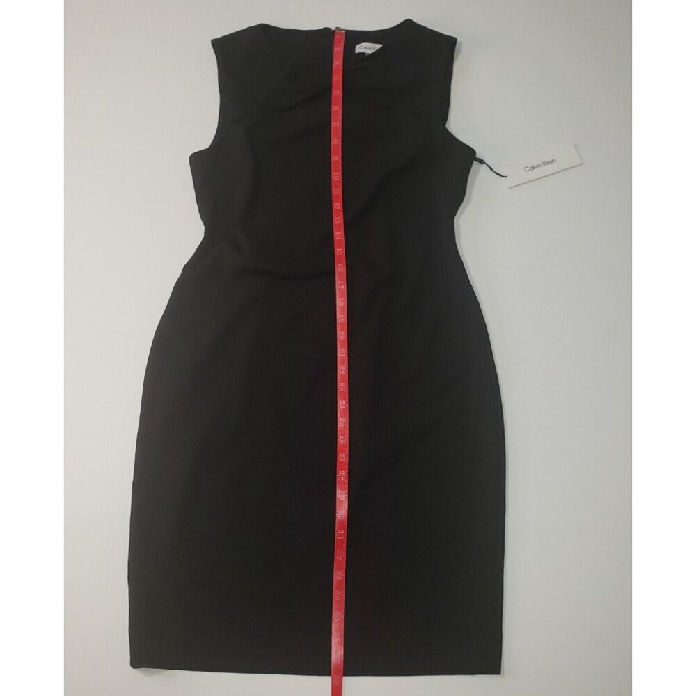 Calvin Klein Dress Women Size 12 Black LBD Draped Cutout Sleeveless Knee Length - Picture 7 of 16